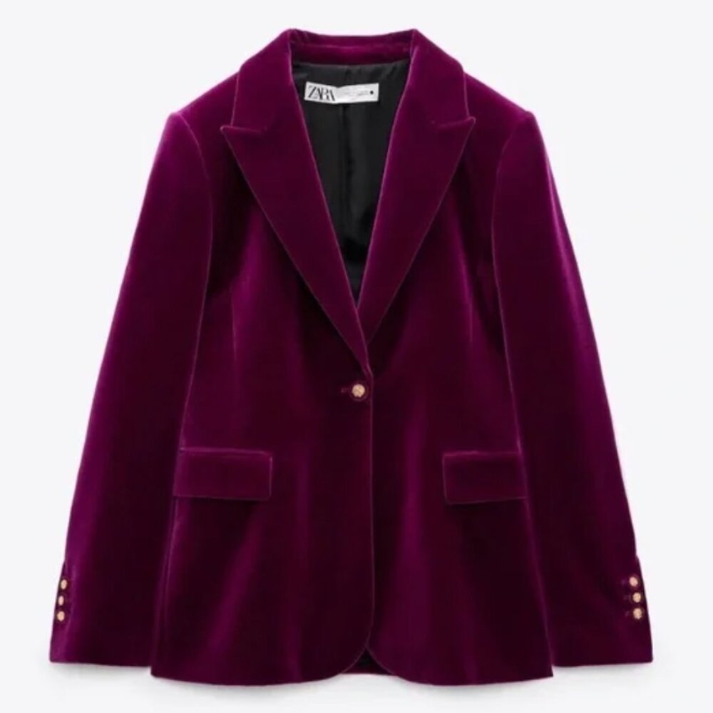 Zara Purple Velvet Blazer